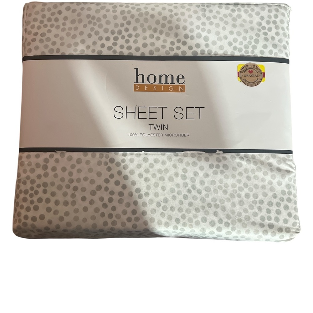 Polka Dot Twin Sheet Set - Gray